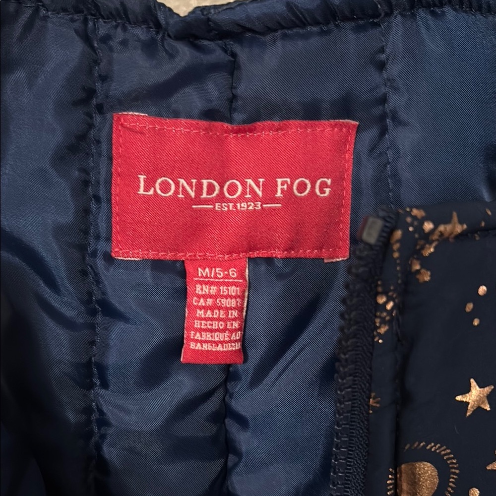 London Fog Kids' Navy Snow Bib with Gold Stars - Picture 2 of 4